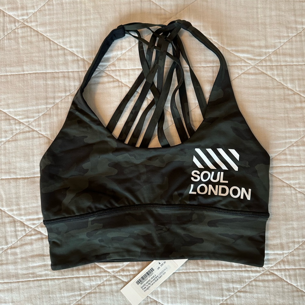 SoulCycle Lululemon London Camo Strappy Sports Bra